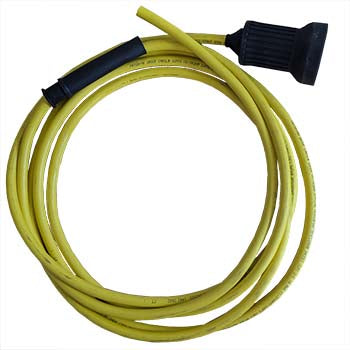 Yellow NS40 control cable assembly with black connector, used for Hubbell electrical control applications.