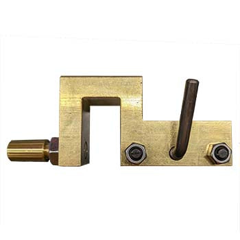 Economy block style Punching Shear Resistor (PSR) Chuck with brass and metal components, used for precise shear testing applications.