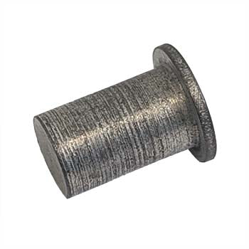 Metal B stops for specific length studs, cylindrical with a flanged end, used for precise stud positioning.