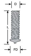 3/8" CD Weld Stud, Flanged, Stainless Steel